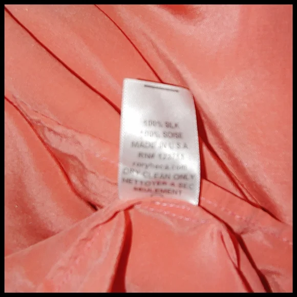 Silk Salmon Colored Belted Tunic, M - Picture 6 of 6